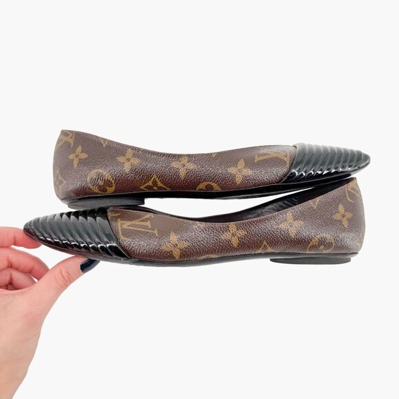 Louis Vuitton Monogram Ballet Flat EU 36.5 US 6.5 Brown Canvas Pointed Cap Toe - Picture 7 of 13